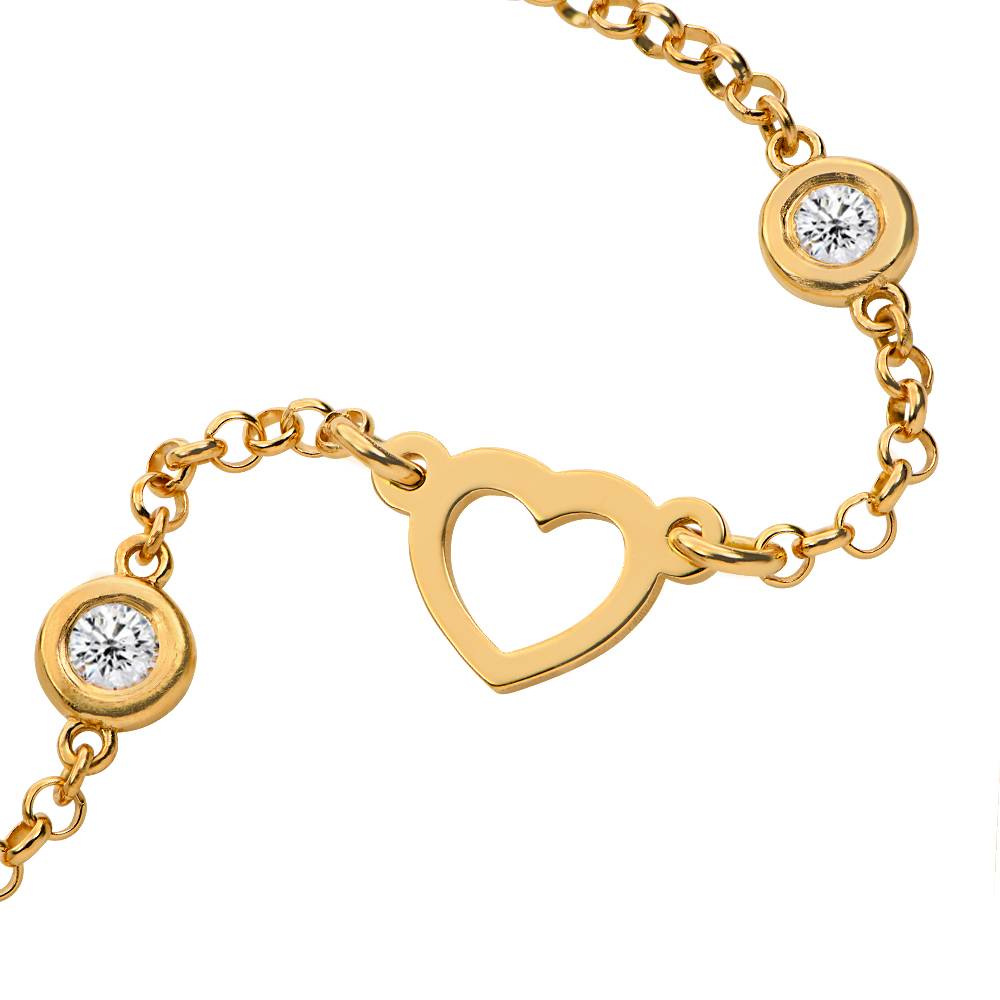 "Herz der Liebenden" Namenskette mit 0,20 ct Diamanten - Gold-Vermeil-6 Produktfoto