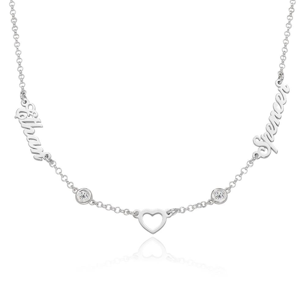 "Herz der Liebenden" Namenskette mit 0,20 ct Diamanten - in Silber-1 Produktfoto