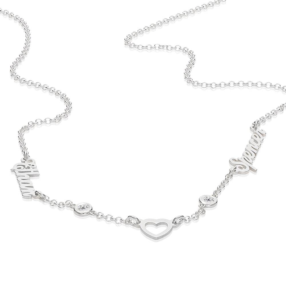 "Herz der Liebenden" Namenskette mit 0,20 ct Diamanten - in Silber-4 Produktfoto