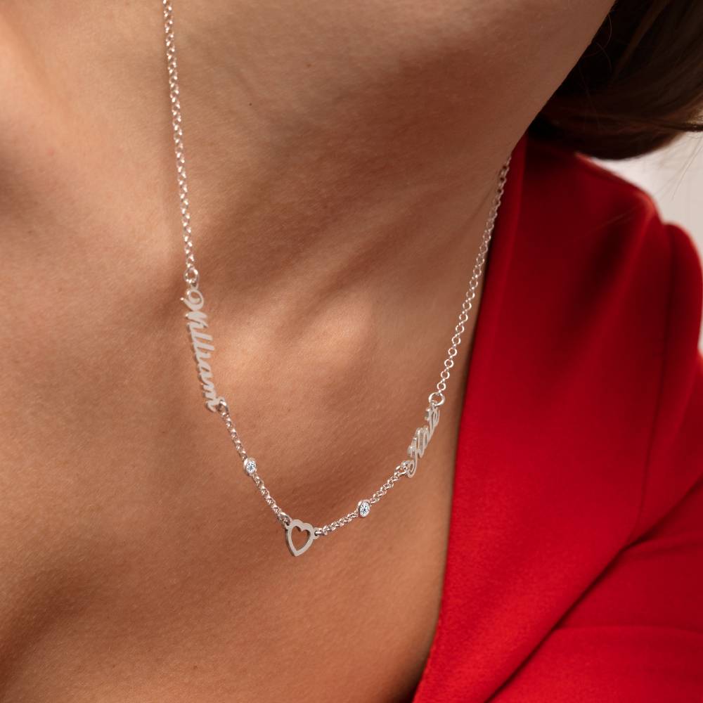 "Herz der Liebenden" Namenskette mit 0,20 ct Diamanten - in Silber-2 Produktfoto