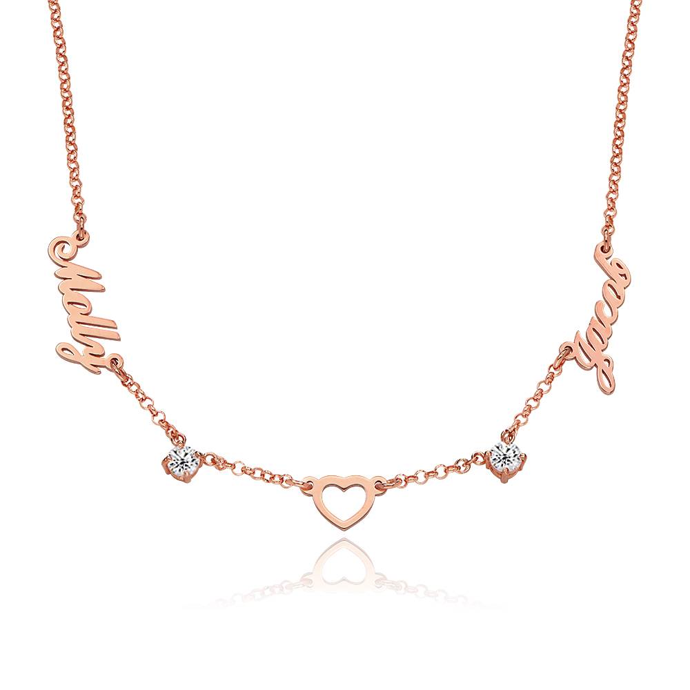 "Herz der Liebenden" Namenskette mit 0,60 ct Diamanten - rosévergoldetes Sterlingsilber-5 Produktfoto