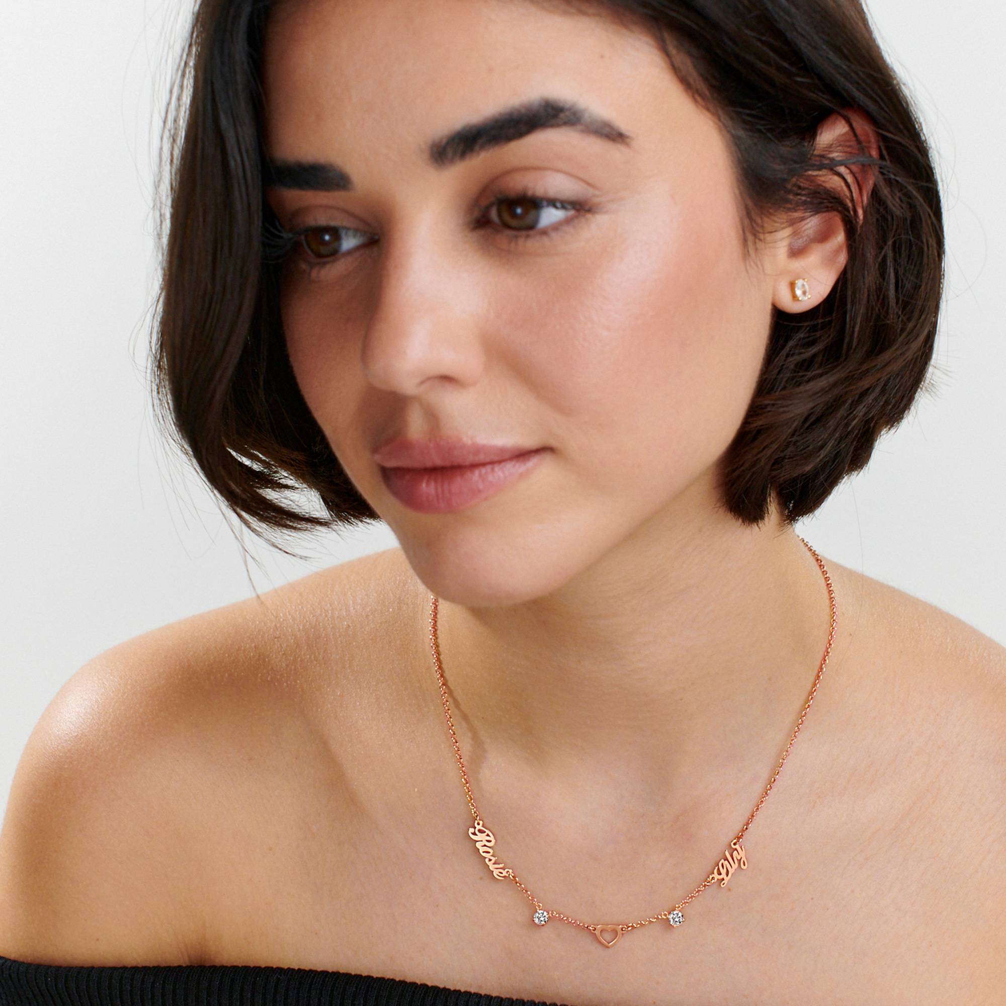 "Herz der Liebenden" Namenskette mit 0,60 ct Diamanten - rosévergoldetes Sterlingsilber-1 Produktfoto