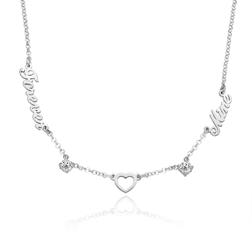"Herz der Liebenden" Namenskette mit 0,60 ct Diamanten - in Silber-1 Produktfoto