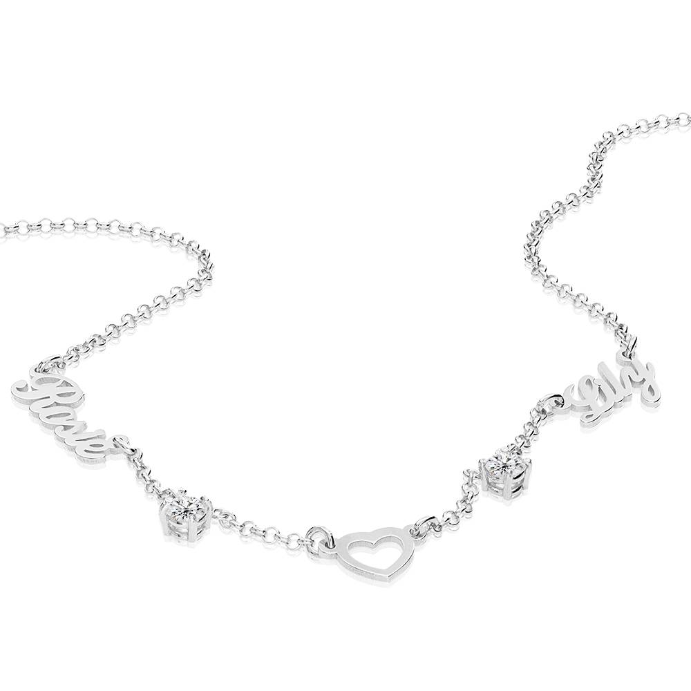 "Herz der Liebenden" Namenskette mit 0,60 ct Diamanten - in Silber-2 Produktfoto