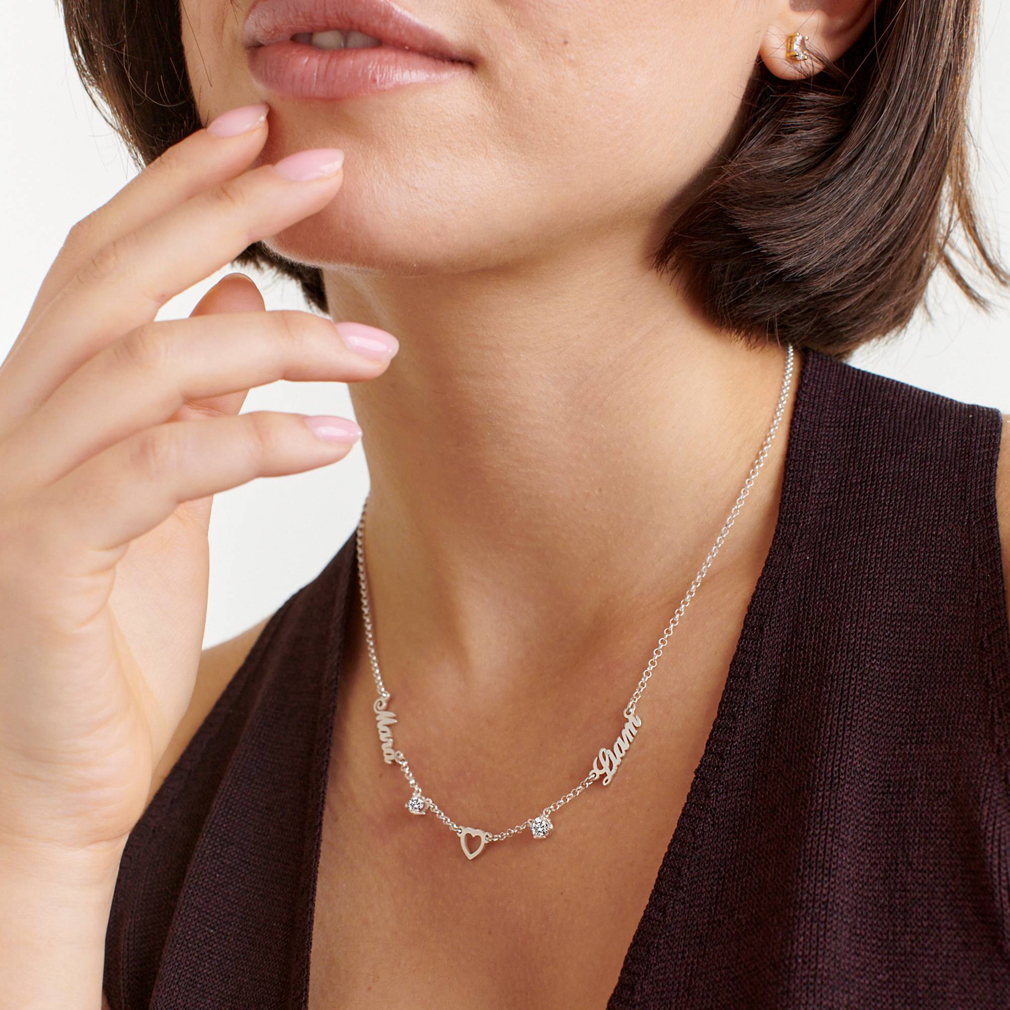 "Herz der Liebenden" Namenskette mit 0,60 ct Diamanten - in Silber-4 Produktfoto