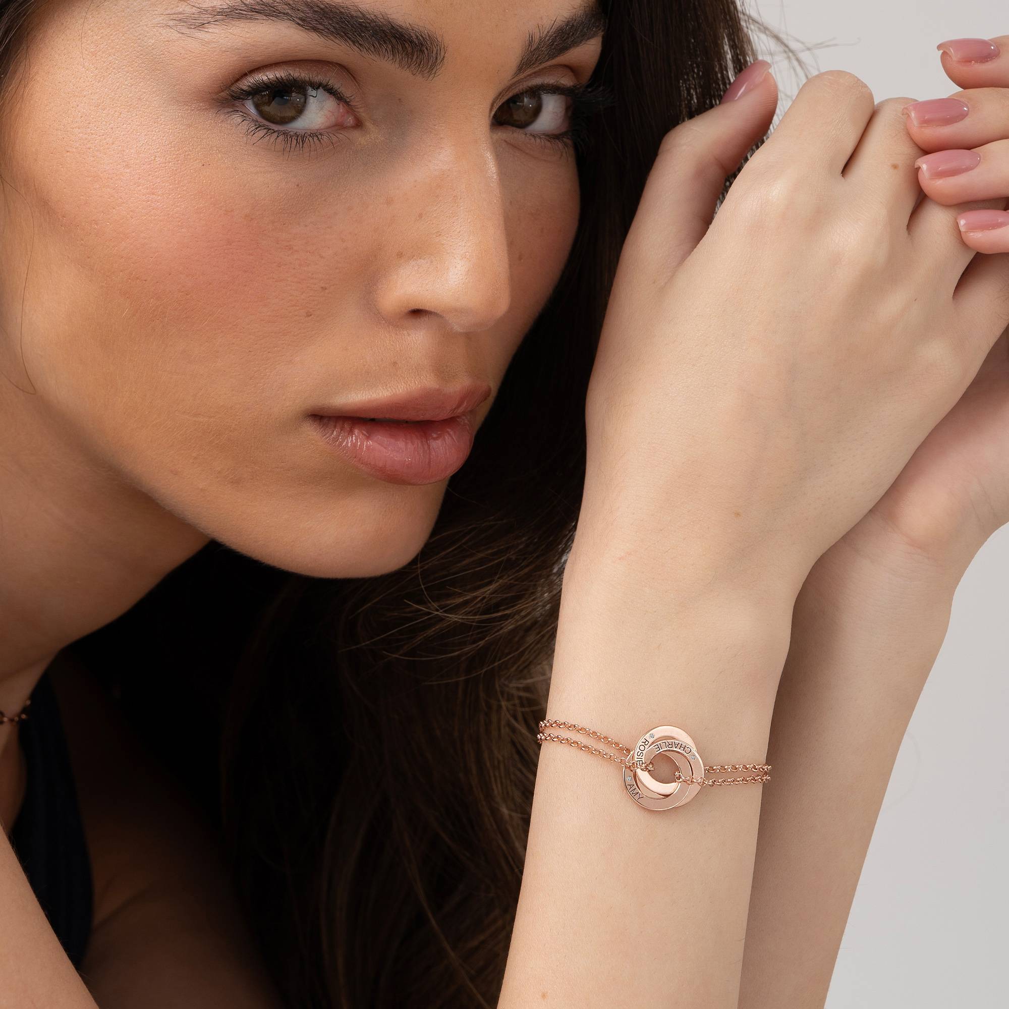 Lucy russisches Ring-Armband mit Diamanten - rosévergoldetes Sterlingsilber-1 Produktfoto