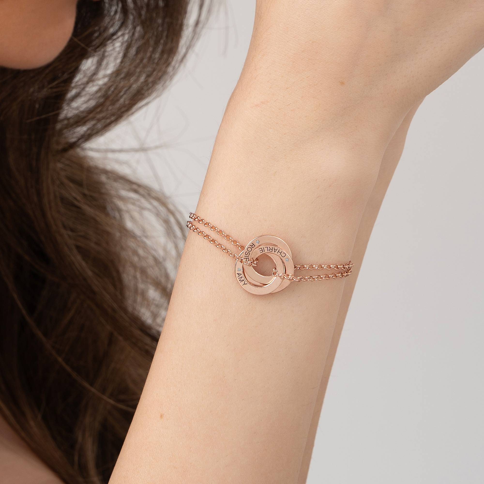 Lucy russisches Ring-Armband mit Diamanten - rosévergoldetes Sterlingsilber-3 Produktfoto