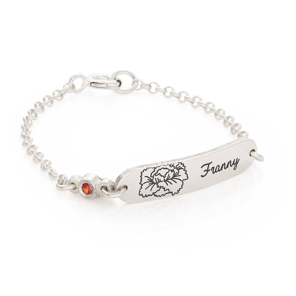 Lyla Baby-Namensarmband mit Geburtsblume und Geburtsstein - 925er Sterlingsilber-2 Produktfoto