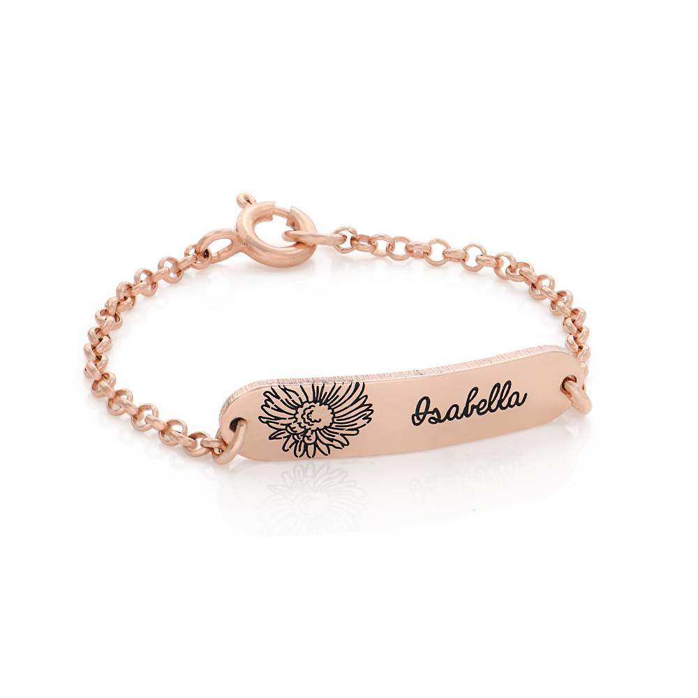 Lyla Baby-Namensarmband mit Geburtsblume - rosévergoldetes Sterlingsilber-1 Produktfoto