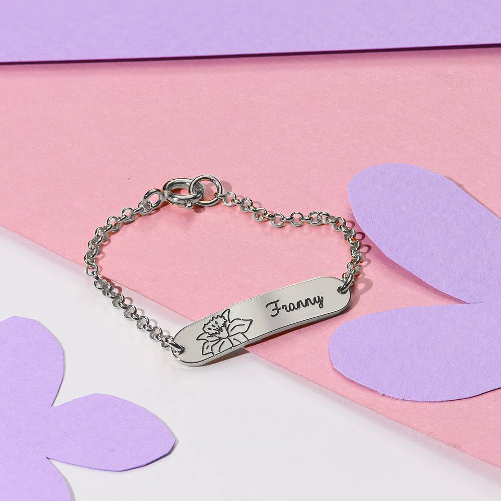 Lyla Baby-Namensarmband mit Geburtsblume - 925er Sterlingsilber-3 Produktfoto