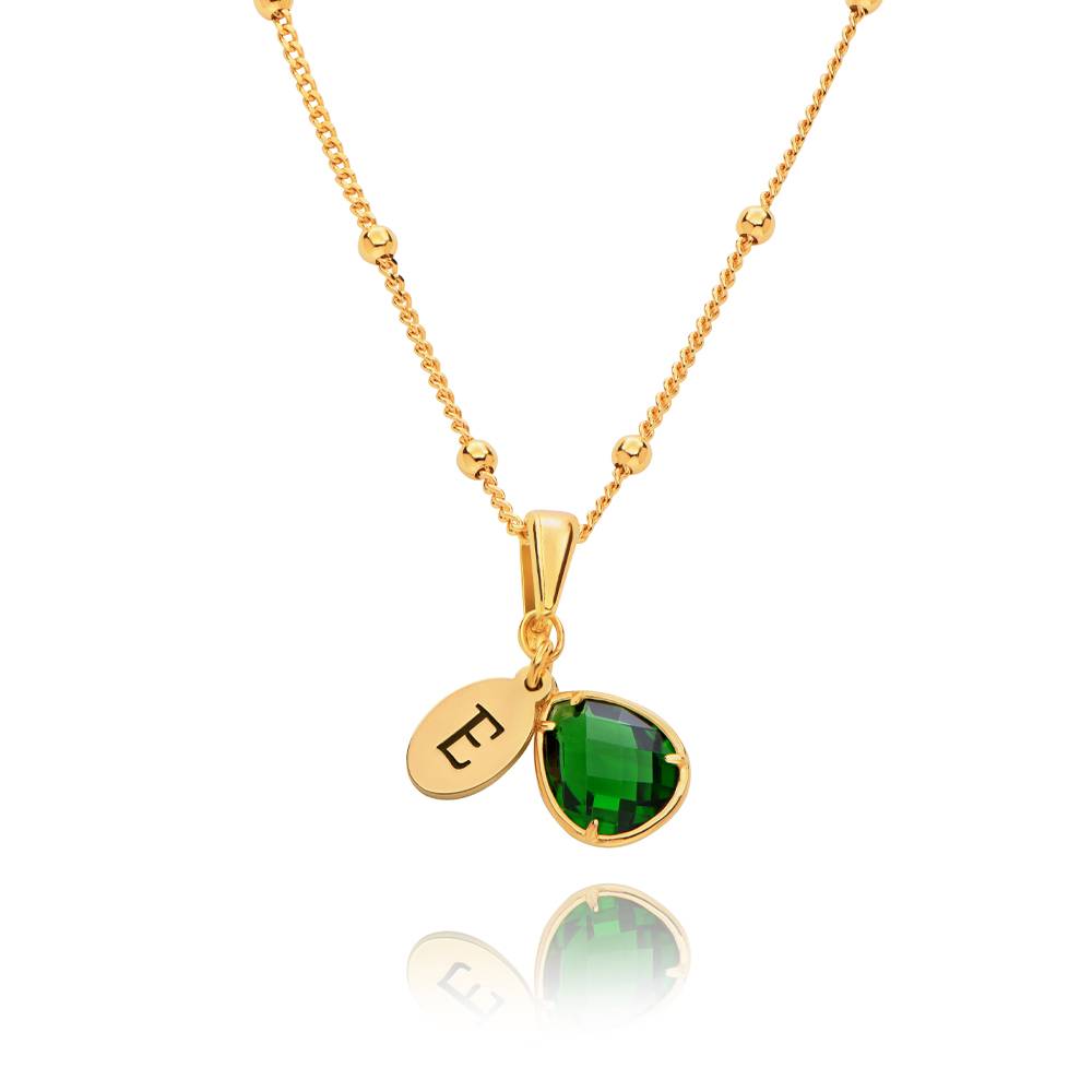 Marlotte Tropfenkette mit Initialen und Geburtssteinen - Gold-Vermeil-6 Produktfoto