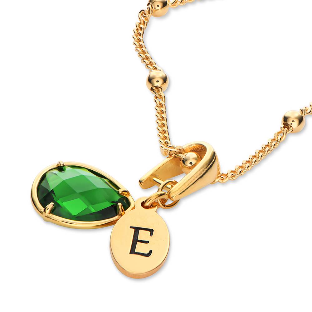 Marlotte Tropfenkette mit Initialen und Geburtssteinen - Gold-Vermeil-5 Produktfoto