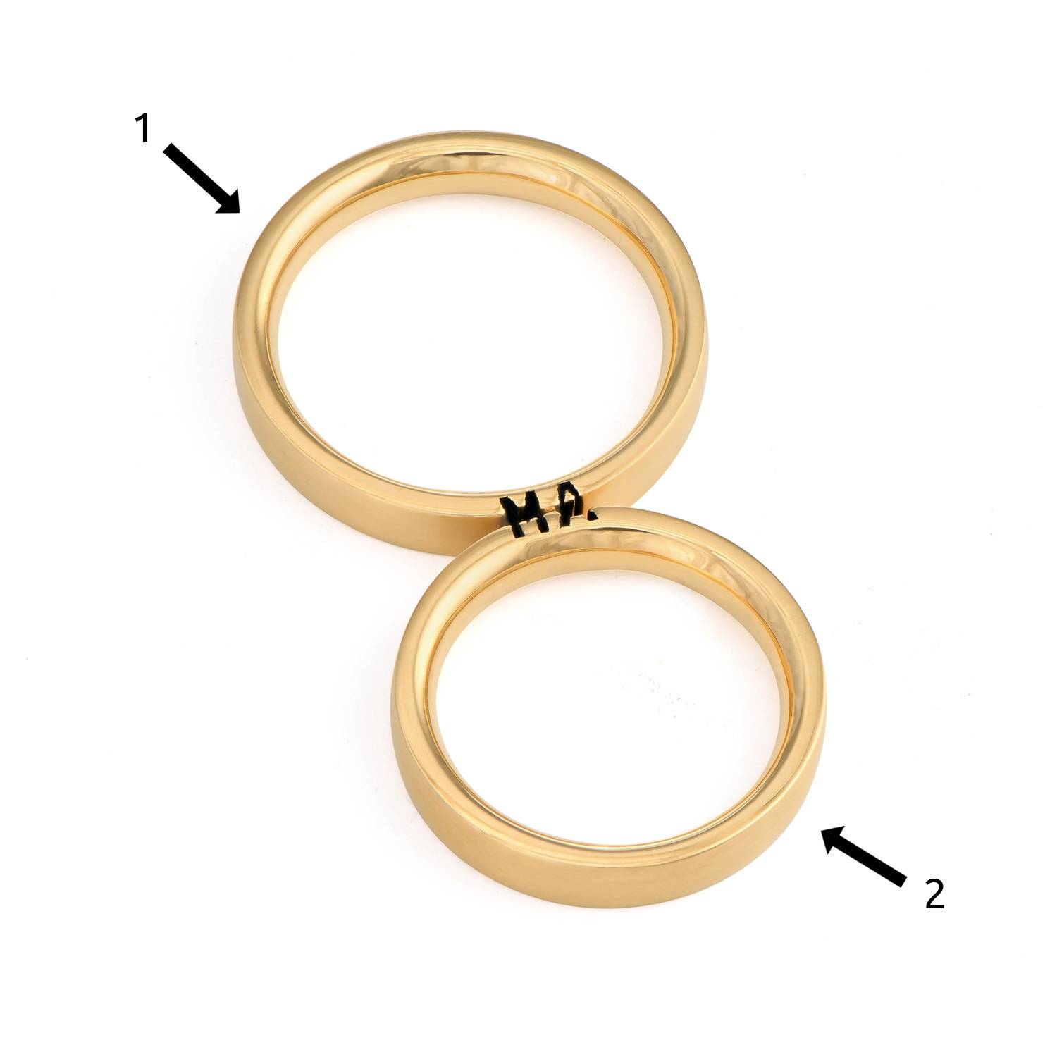 Passende Initialen Ring-Set für Pärchen - Vergoldet-6 Produktfoto