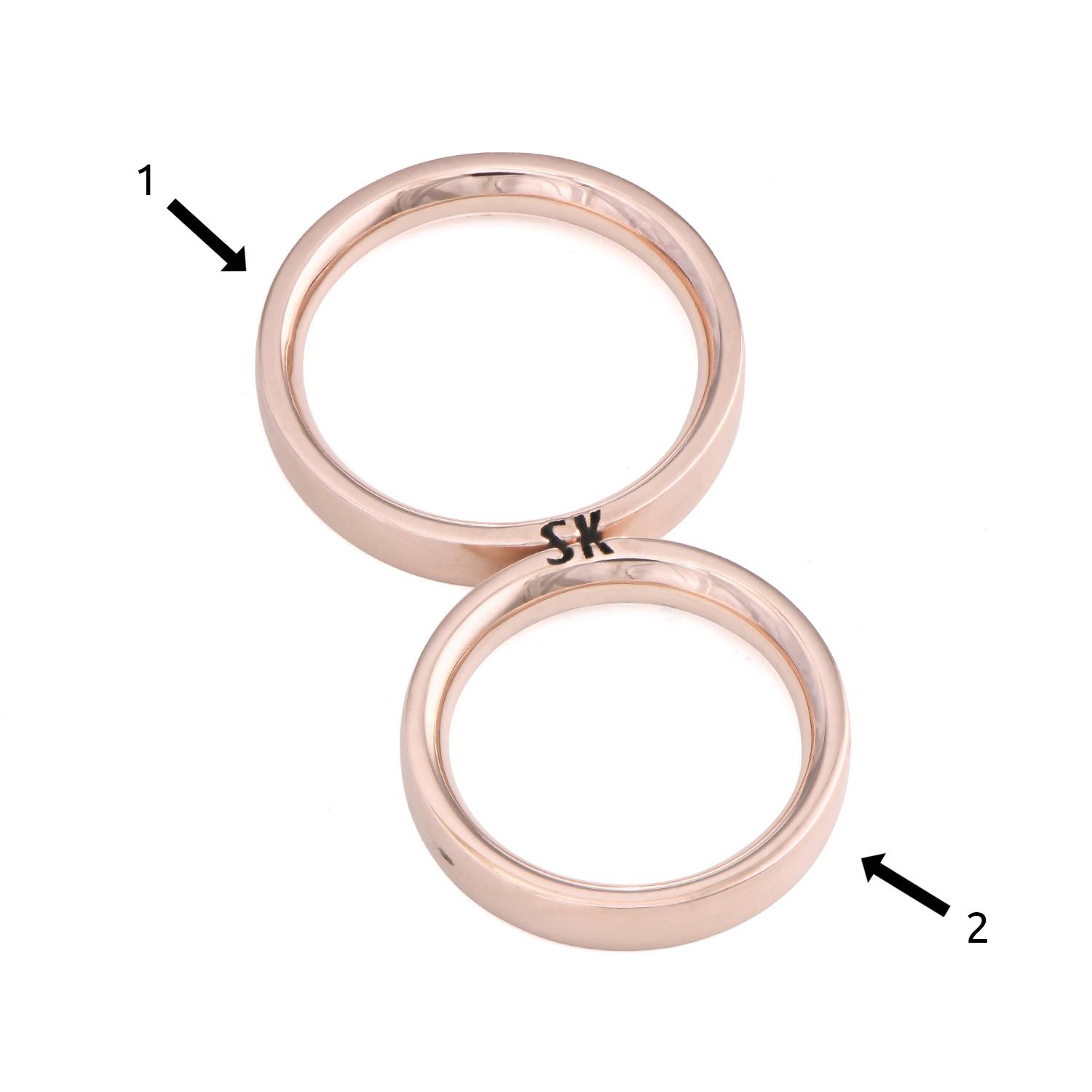Passende Initialen Ring-Set für Pärchen - rosévergoldetes Sterlingsilber-7 Produktfoto