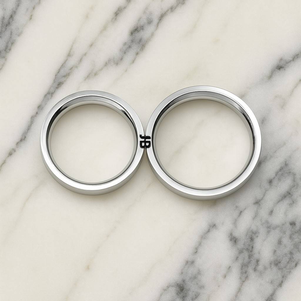 Passende Initialen Ring-Set für Pärchen - 925er Sterlingsilber-6 Produktfoto