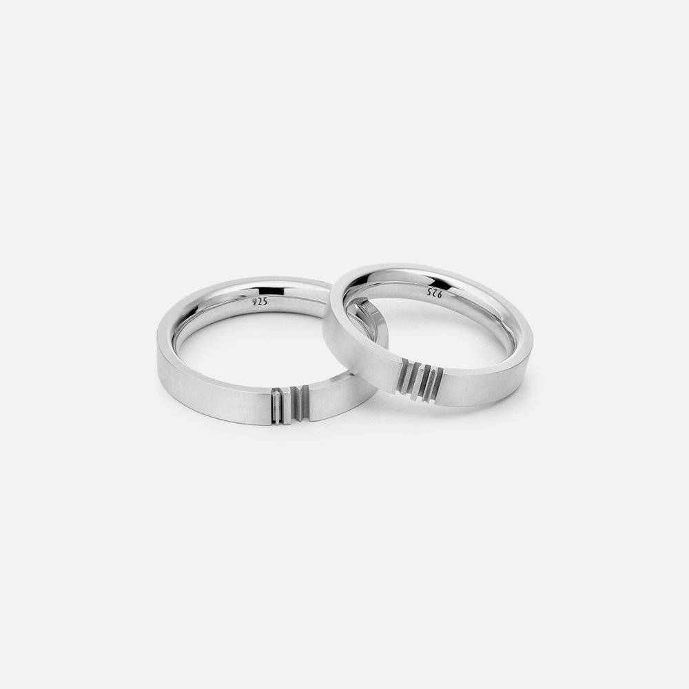 Passende Initialen Ring-Set für Pärchen - 925er Sterlingsilber-2 Produktfoto