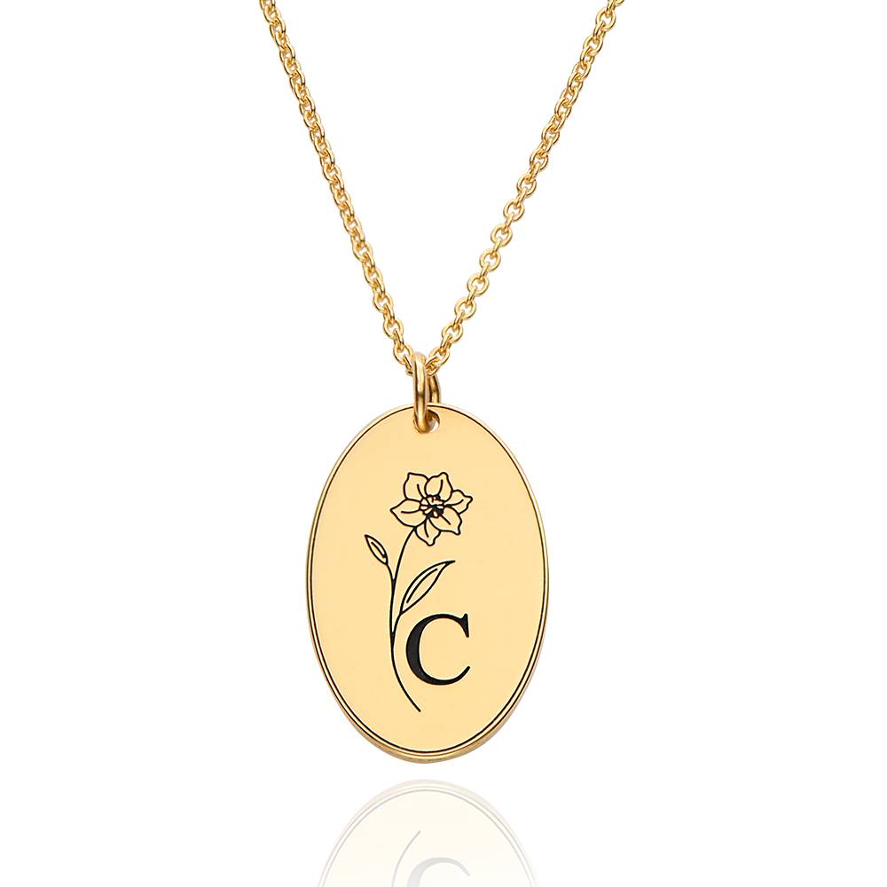 Prärie Initial Charm-Halskette mit Geburtsblume - Gold-Vermeil-4 Prärie Initial Charm-Halskette mit Geburtsblume - Gold-Vermeil-4 Produktfoto