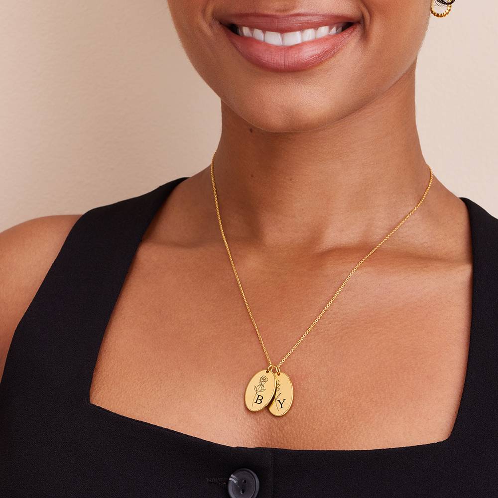 Prärie Initial Charm-Halskette mit Geburtsblume - Gold-Vermeil-7 Prärie Initial Charm-Halskette mit Geburtsblume - Gold-Vermeil-7 Produktfoto
