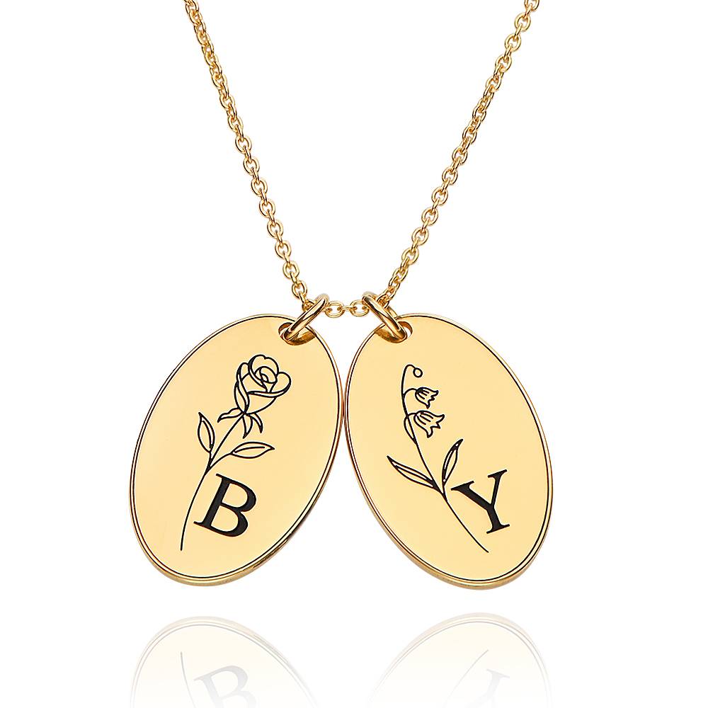 Prärie Initial Charm-Halskette mit Geburtsblume - Gold-Vermeil-1 Prärie Initial Charm-Halskette mit Geburtsblume - Gold-Vermeil-1 Produktfoto