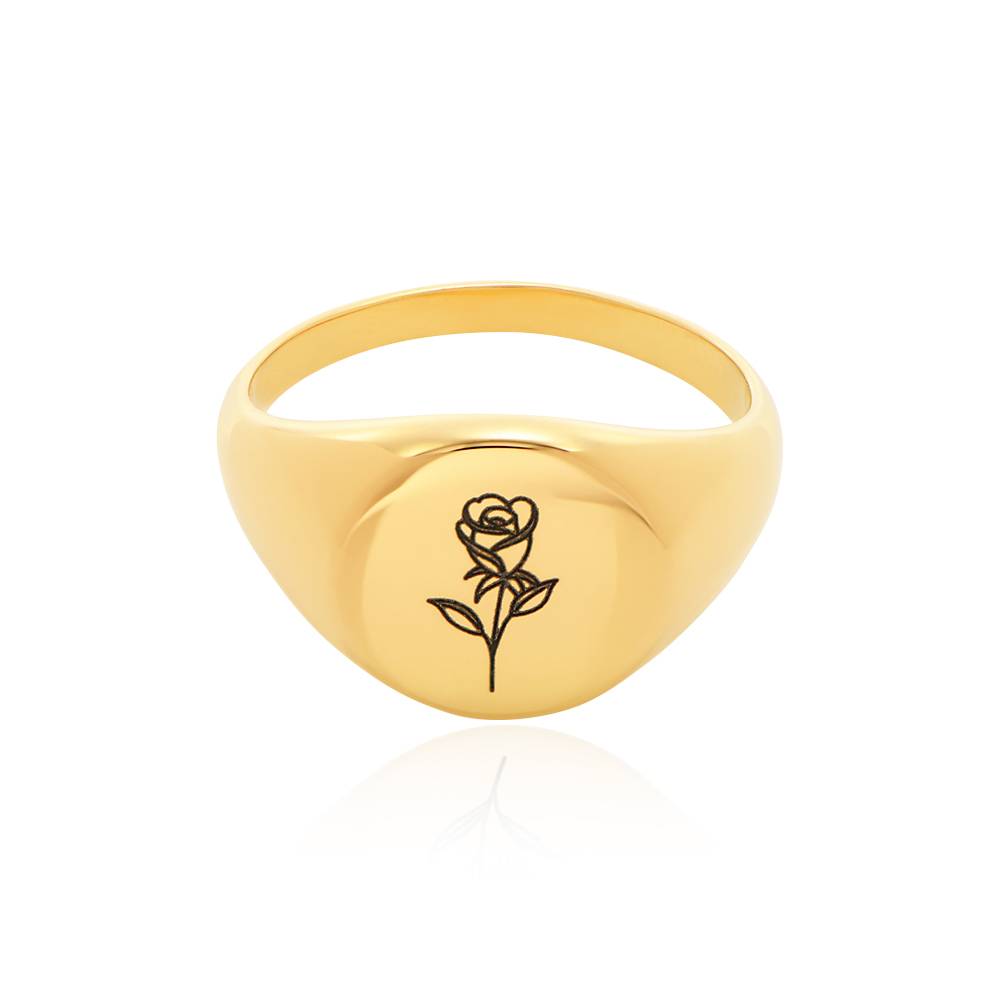 Prärie Siegelring mit Geburtsblume für Frauen - vergoldetes Sterlingsilber-6 Prärie Siegelring mit Geburtsblume für Frauen - vergoldetes Sterlingsilber-6 Produktfoto