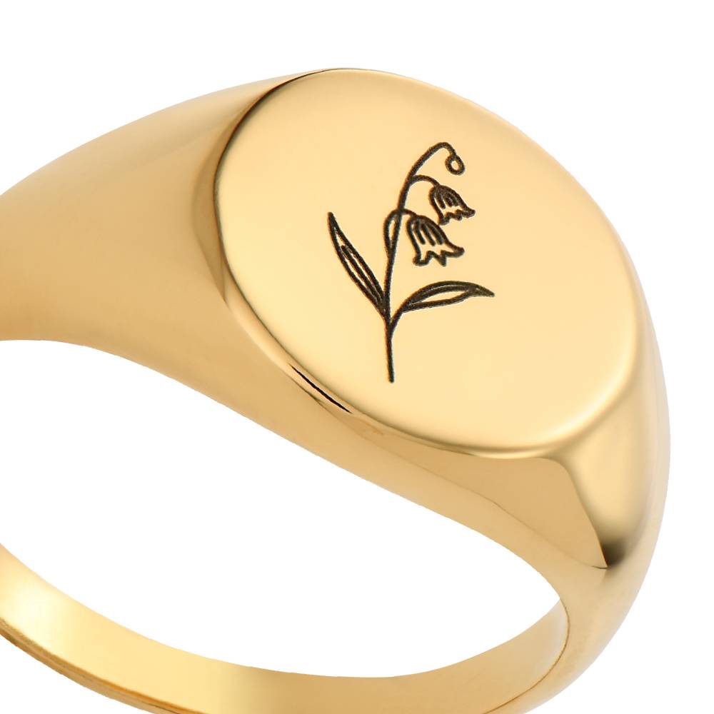 Prärie Siegelring mit Geburtsblume für Frauen - Gold-Vermeil-1 Prärie Siegelring mit Geburtsblume für Frauen - Gold-Vermeil-1 Produktfoto