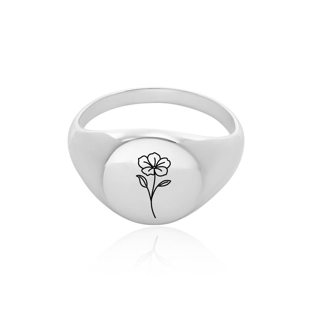 Prärie Siegelring mit Geburtsblume für Frauen - 925er Sterlingsilber-4 Prärie Siegelring mit Geburtsblume für Frauen - 925er Sterlingsilber-4 Produktfoto