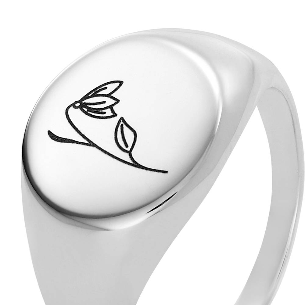 Prärie Siegelring mit Geburtsblume für Frauen - 925er Sterlingsilber-5 Prärie Siegelring mit Geburtsblume für Frauen - 925er Sterlingsilber-5 Produktfoto
