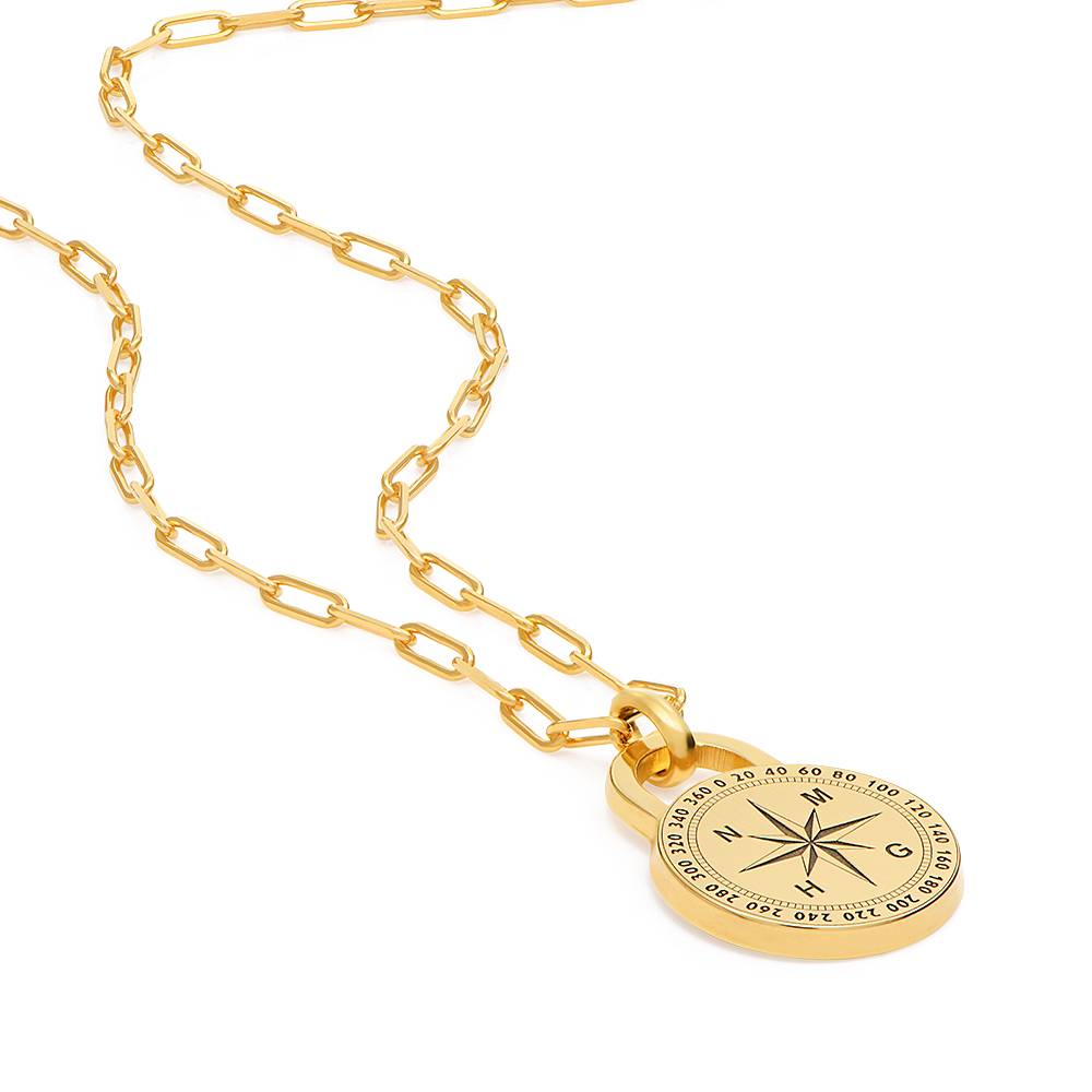 Initial Kompass-Halskette für Männer - Gold-Vermeil-4 Produktfoto