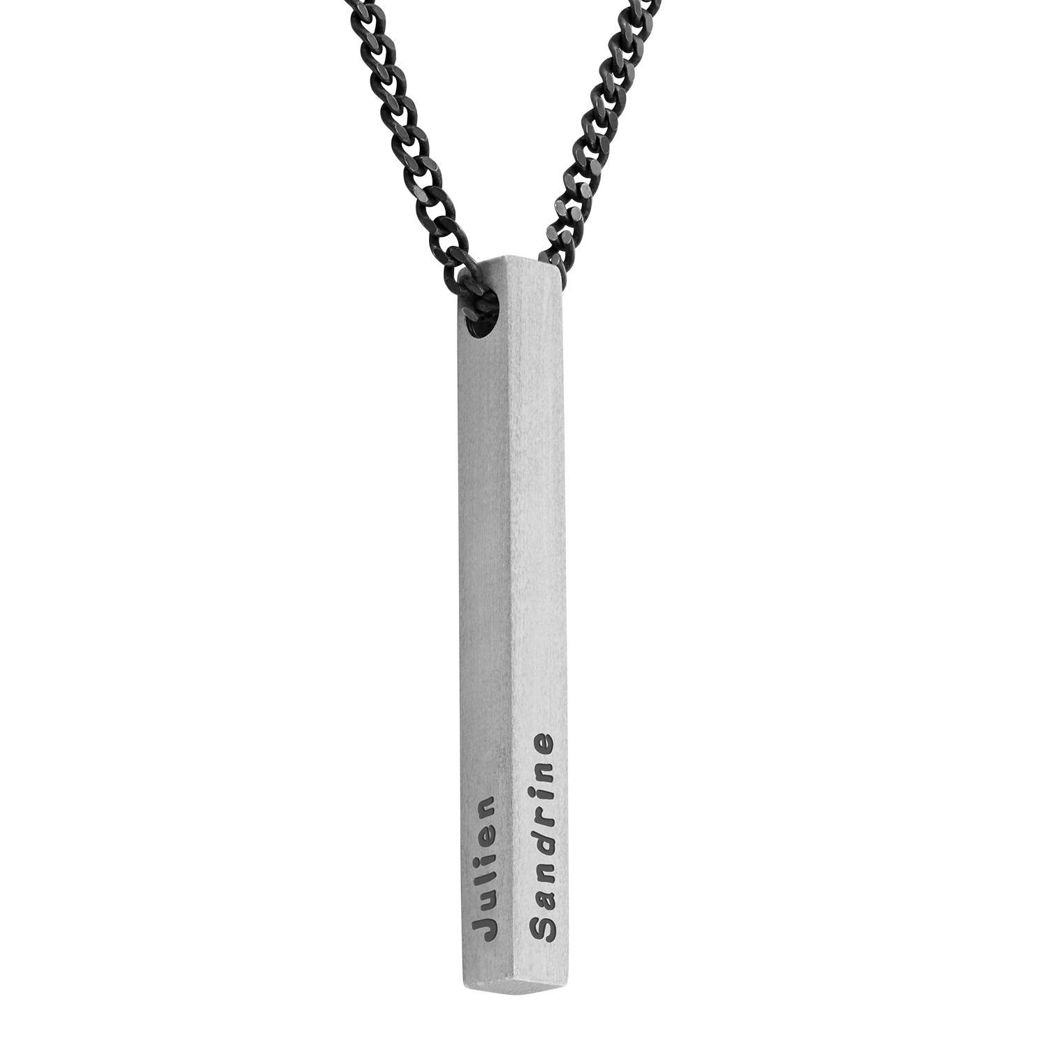 Gravierbare 3D-Barrenkette für Männer - Silber-6 Produktfoto