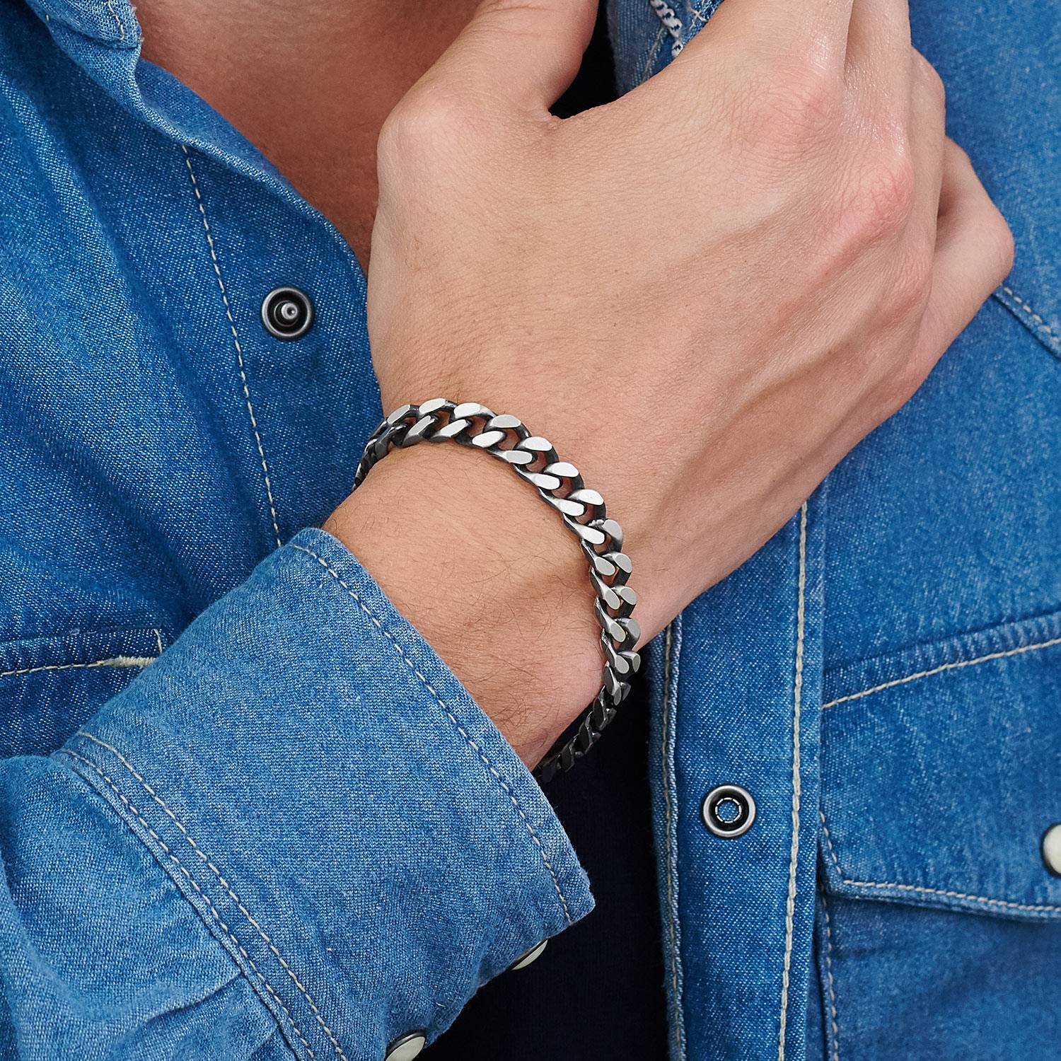 Panzerkettenarmband für Männer - 925er Sterlingsilber-3 Produktfoto