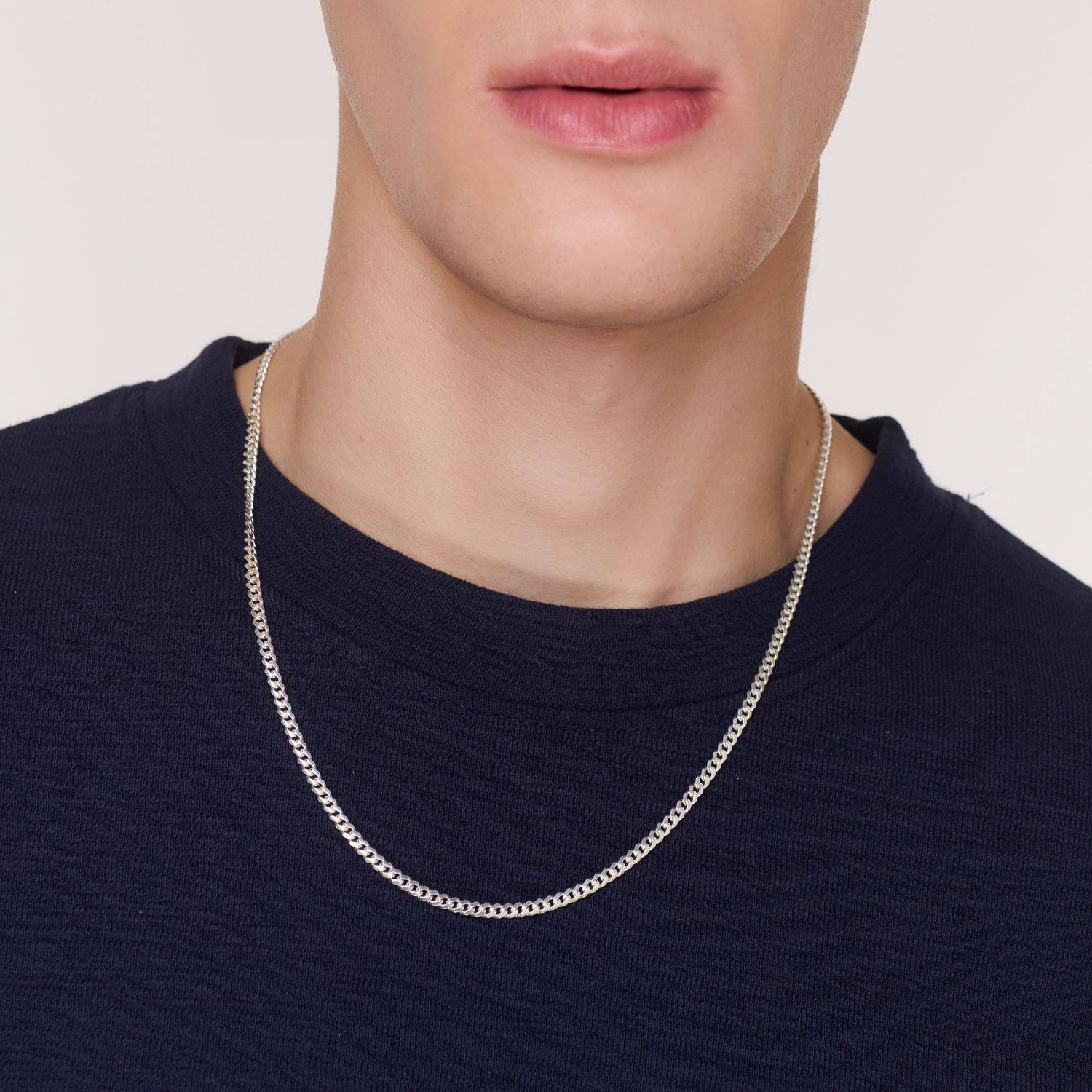 Miami kubanische Gliederkette für Männer - Silber-3 Produktfoto