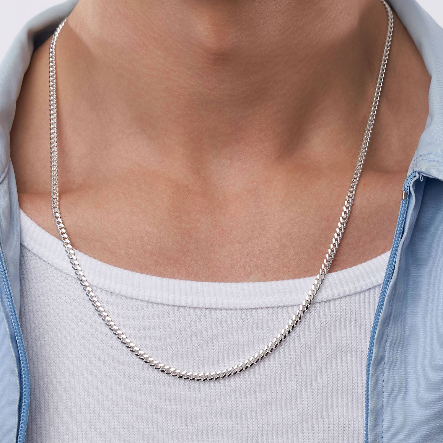 Miami kubanische Gliederkette für Männer - Silber-1 Produktfoto