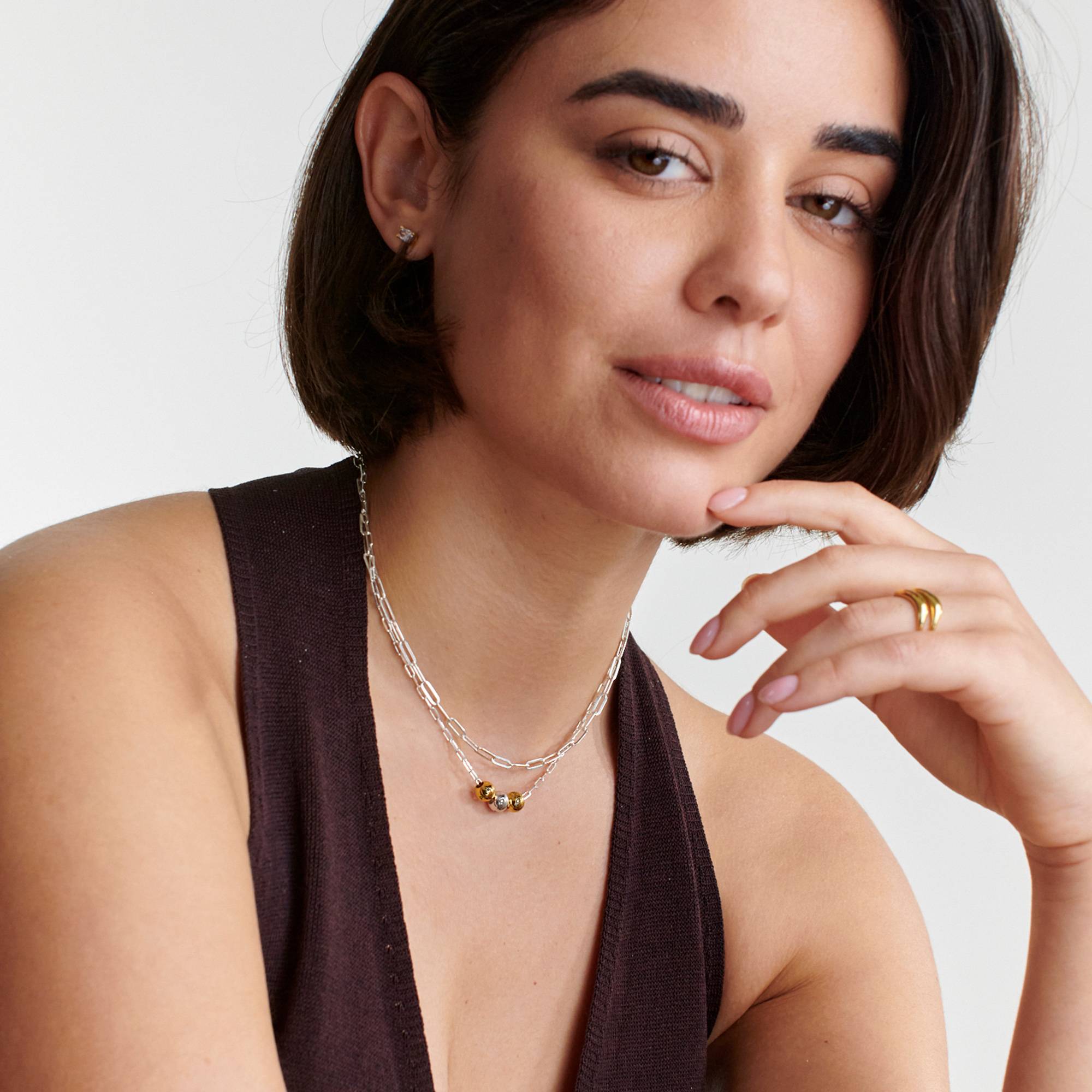 Balance Gliederkette mit gemischten Beads - Silber-5 Produktfoto
