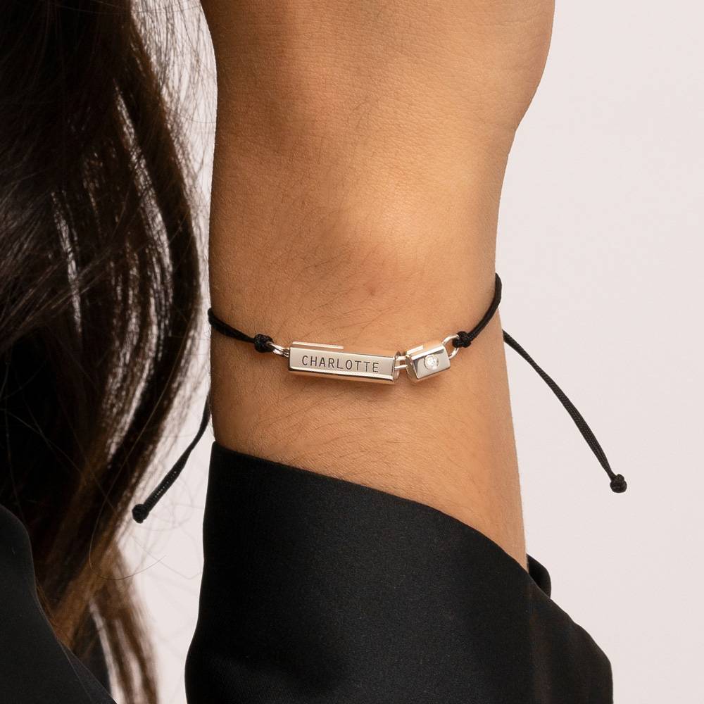 Modernes Tube-Armband / Fußkettchen mit Diamant - 925er Sterlingsilber-5 Modernes Tube-Armband / Fußkettchen mit Diamant - 925er Sterlingsilber-5 Produktfoto