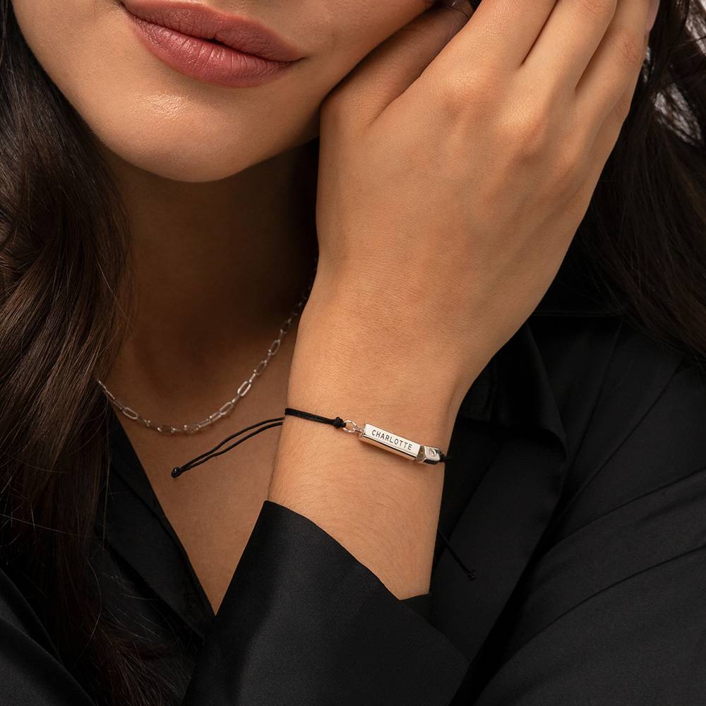 Modernes Tube-Armband / Fußkettchen mit Diamant - 925er Sterlingsilber-1 Modernes Tube-Armband / Fußkettchen mit Diamant - 925er Sterlingsilber-1 Produktfoto