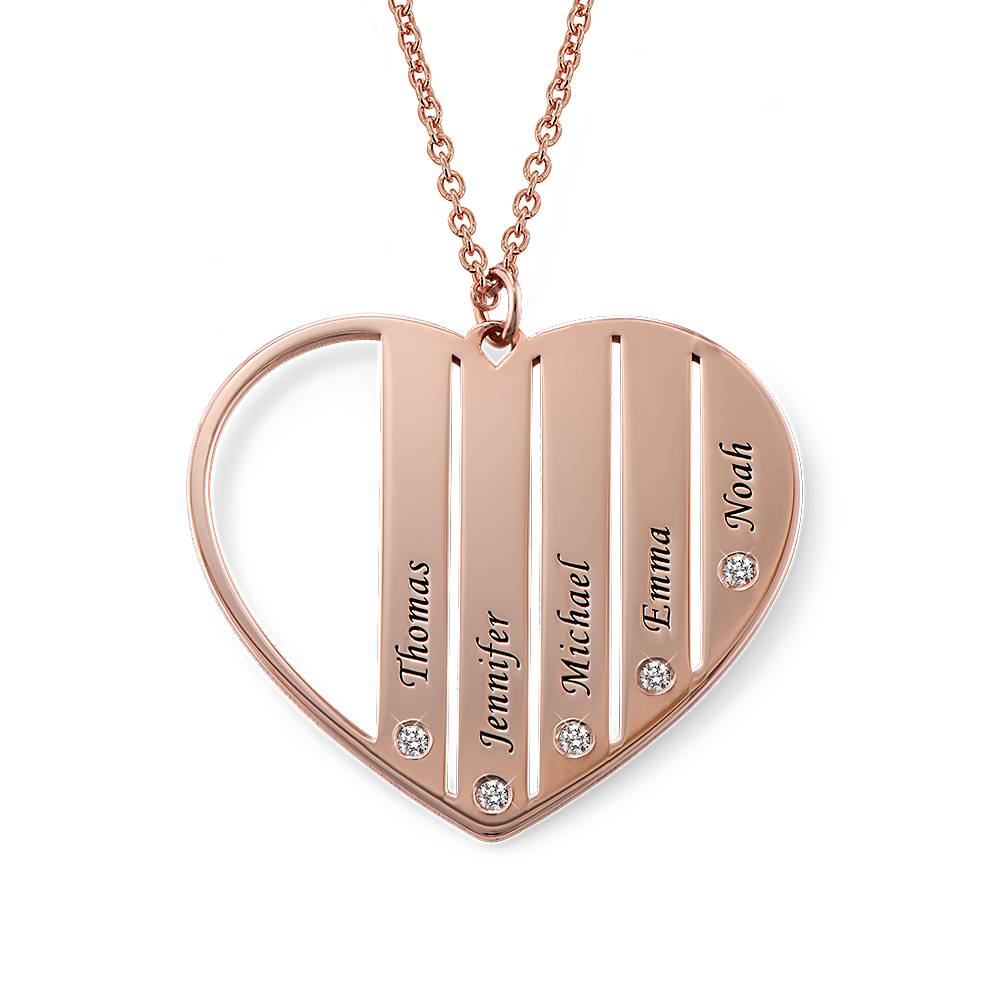 Mutterkette in Herzform mit Diamanten - rosévergoldetes Sterlingsilber-5 Mutterkette in Herzform mit Diamanten - rosévergoldetes Sterlingsilber-5 Produktfoto