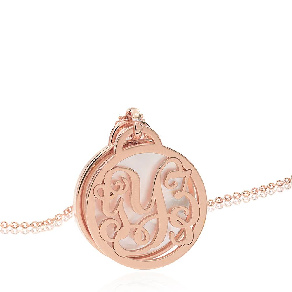 Monogramm Halskette mit Halbedelstein - Roségold-Vermeil-3 Monogramm Halskette mit Halbedelstein - Roségold-Vermeil-3 Produktfoto