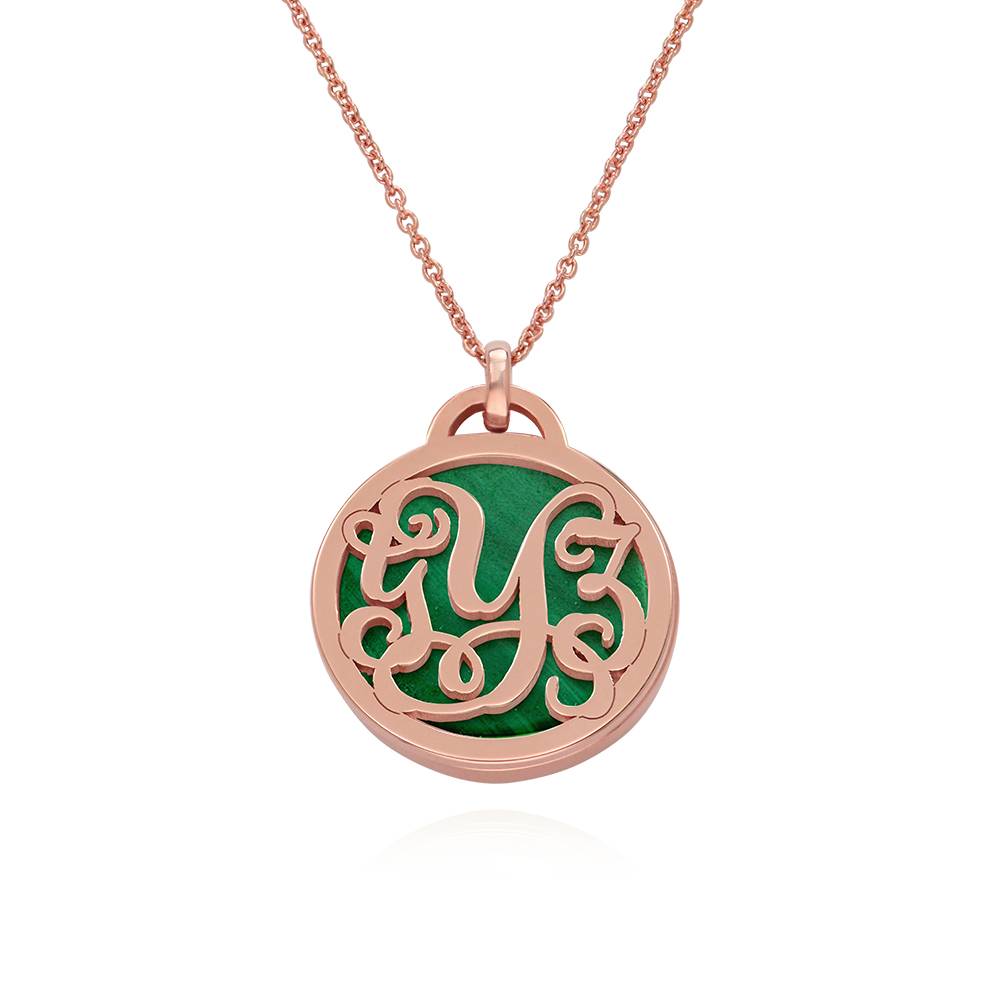 Monogramm Halskette mit Halbedelstein - Roségold-Vermeil-4 Monogramm Halskette mit Halbedelstein - Roségold-Vermeil-4 Produktfoto
