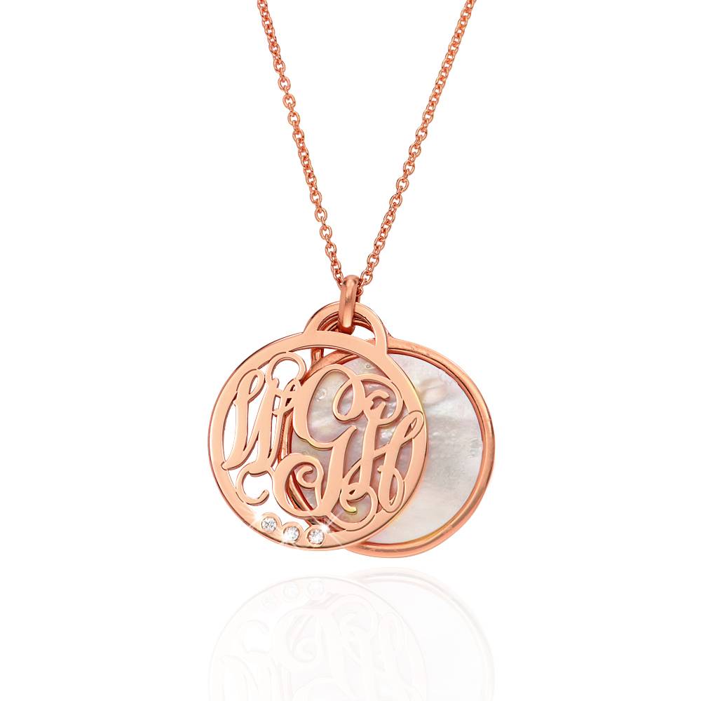 Monogramm Halskette mit Halbedelstein und 0,03 ct Diamanten- rosévergoldetes Sterlingsilber-6 Monogramm Halskette mit Halbedelstein und 0,03 ct Diamanten- rosévergoldetes Sterlingsilber-6 Produktfoto