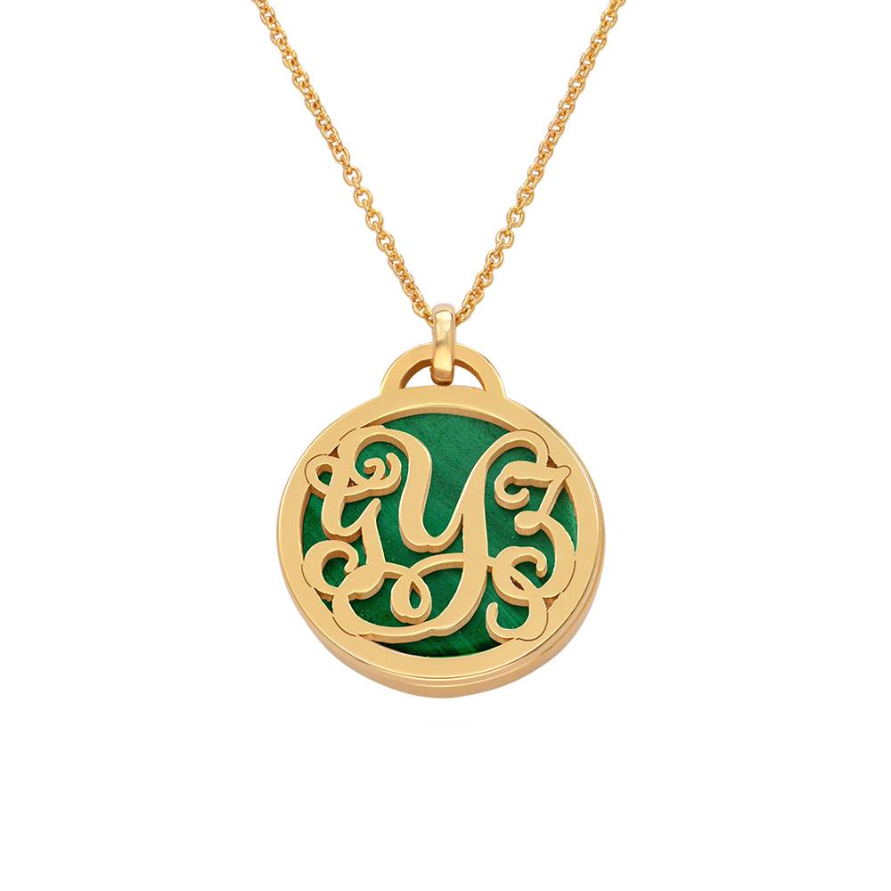 Monogramm Halskette mit Halbedelstein - Gold-Vermeil-5 Monogramm Halskette mit Halbedelstein - Gold-Vermeil-5 Produktfoto
