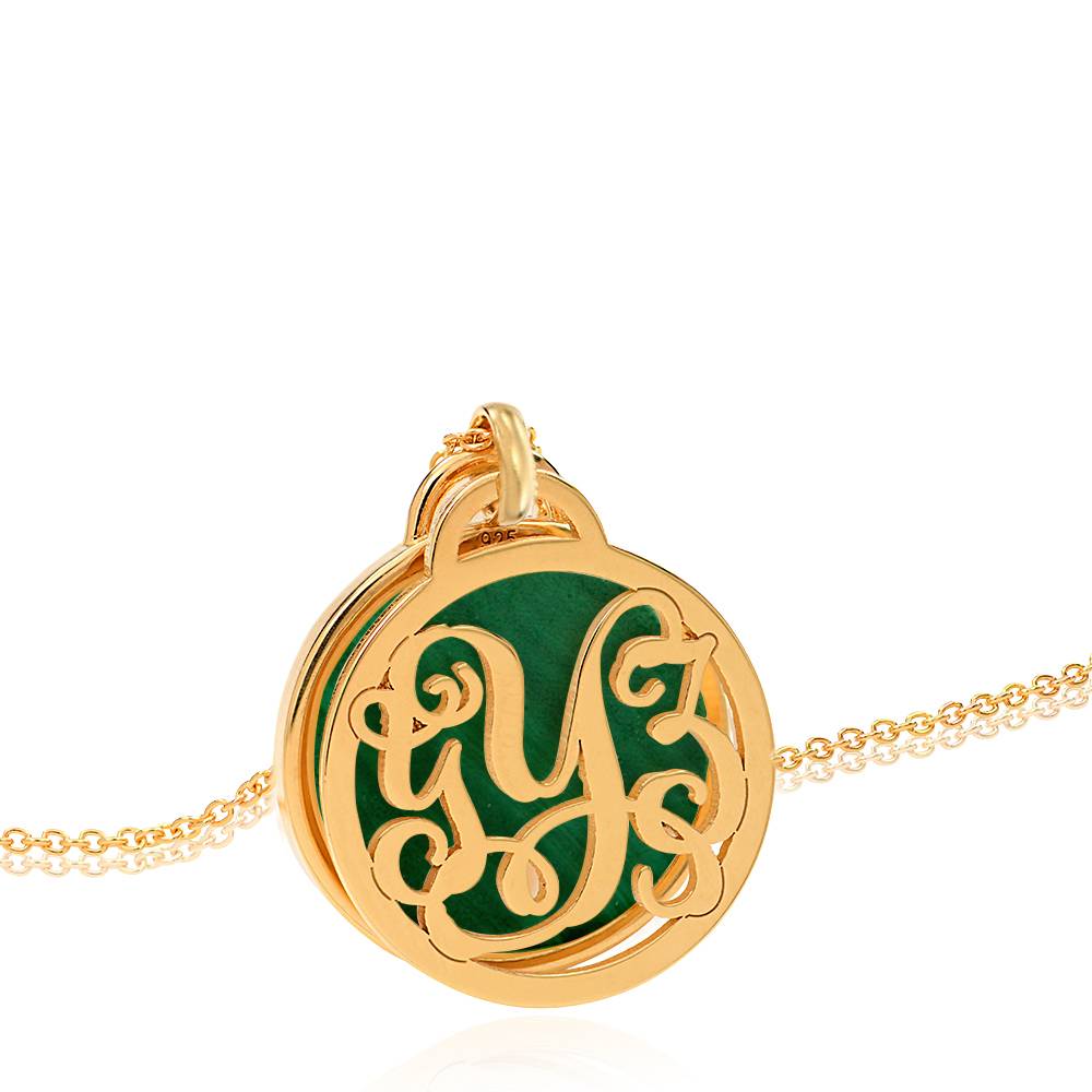 Monogramm Halskette mit Halbedelstein - Gold-Vermeil-1 Monogramm Halskette mit Halbedelstein - Gold-Vermeil-1 Produktfoto