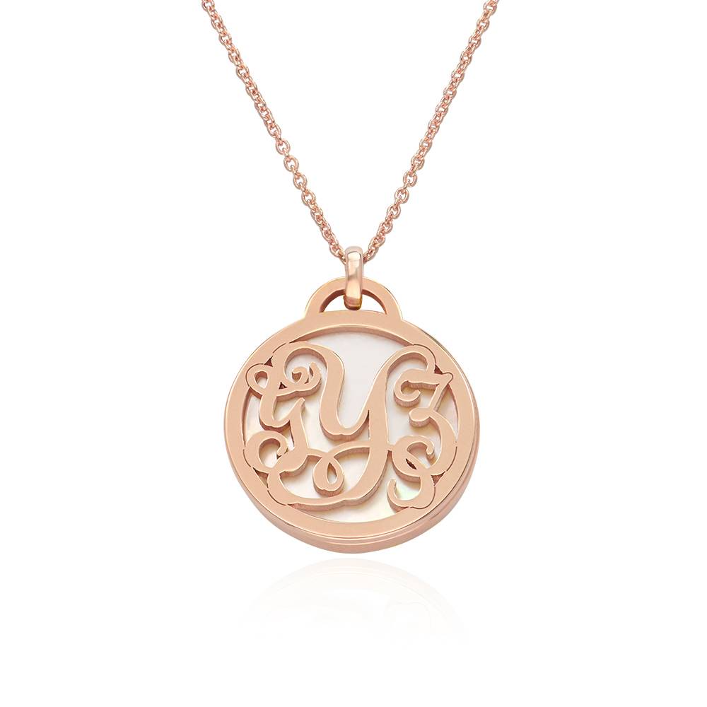 Monogramm Halskette mit Halbedelstein - rosévergoldetes Sterlingsilber-3 Monogramm Halskette mit Halbedelstein - rosévergoldetes Sterlingsilber-3 Produktfoto