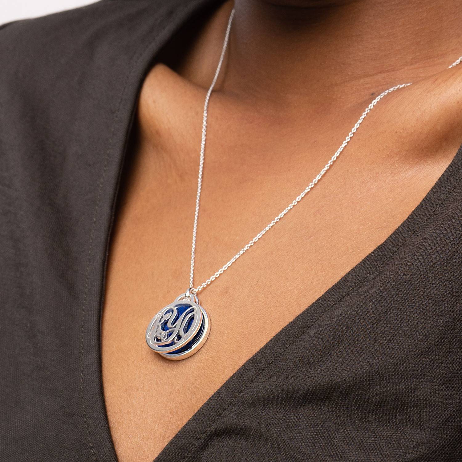 Monogramm Halskette mit Halbedelstein - 925er Sterlingsilber-3 Monogramm Halskette mit Halbedelstein - 925er Sterlingsilber-3 Produktfoto