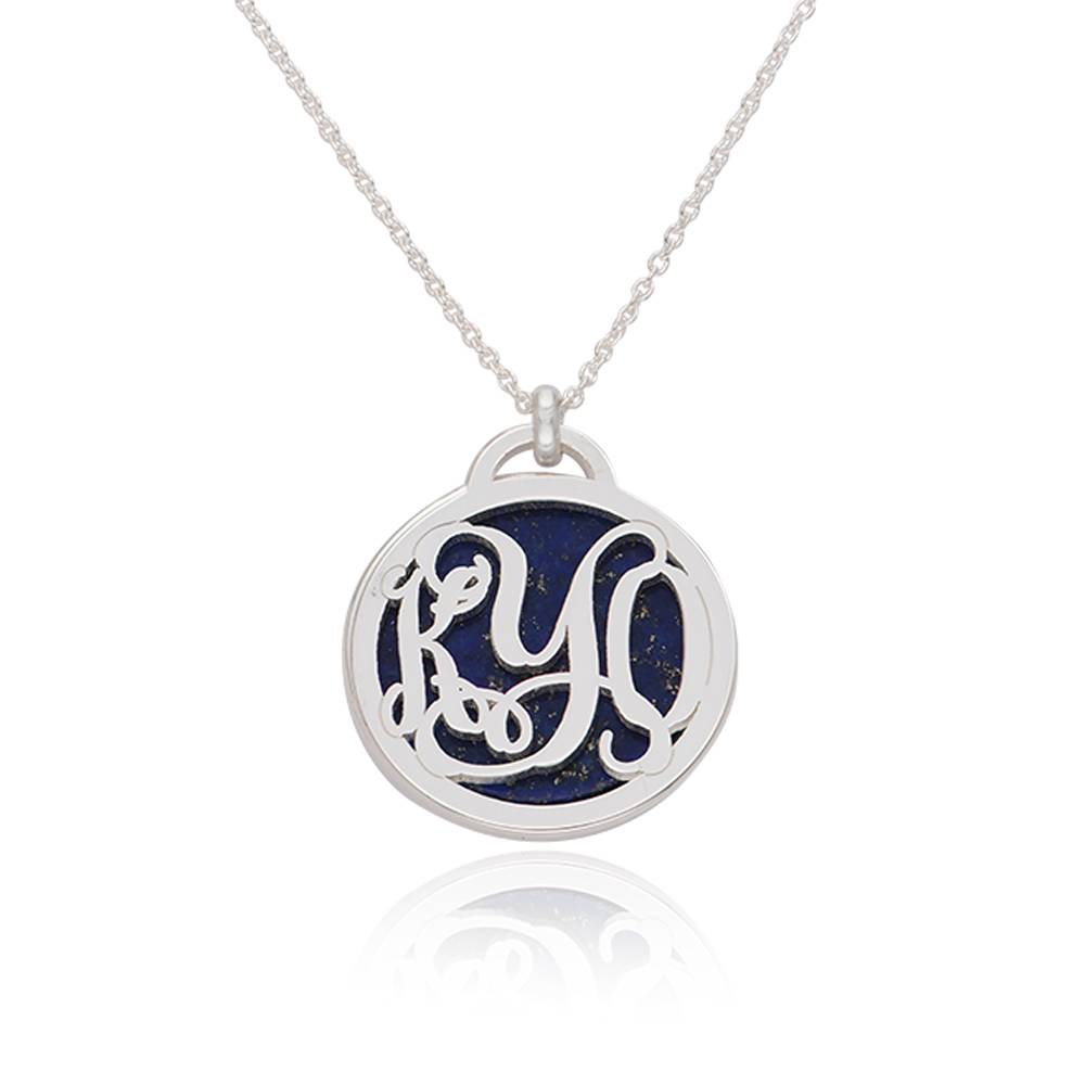 Monogramm Halskette mit Halbedelstein - 925er Sterlingsilber-5 Monogramm Halskette mit Halbedelstein - 925er Sterlingsilber-5 Produktfoto