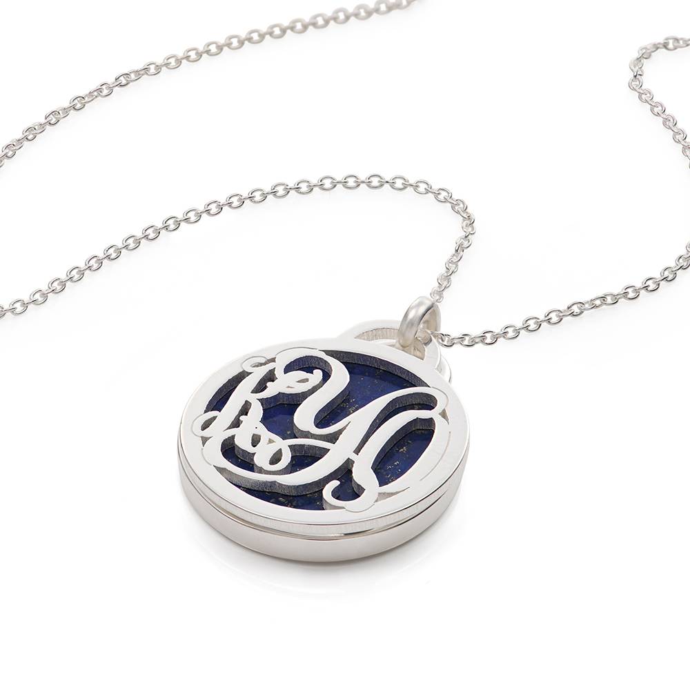 Monogramm Halskette mit Halbedelstein - 925er Sterlingsilber-7 Monogramm Halskette mit Halbedelstein - 925er Sterlingsilber-7 Produktfoto