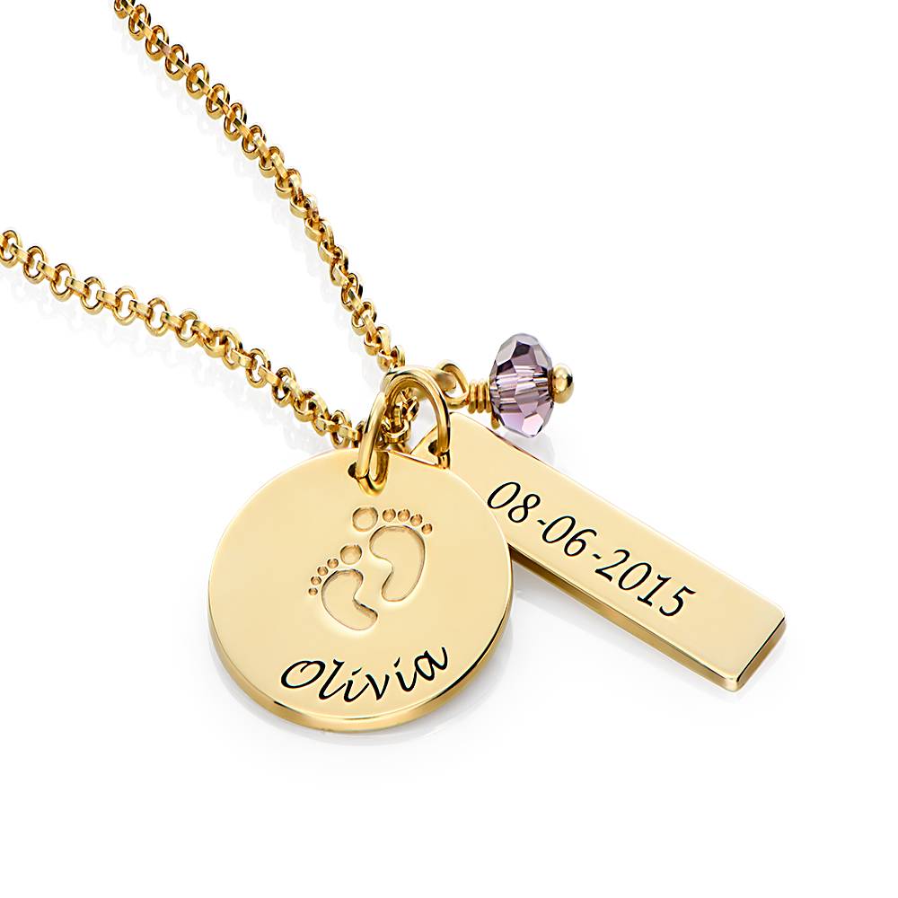 Mutterschmuck - Babyfüße-Kette mit Charms - Vergoldet-3 Mutterschmuck - Babyfüße-Kette mit Charms - Vergoldet-3 Produktfoto