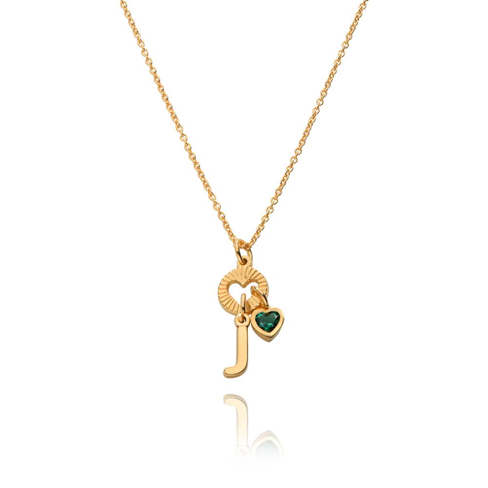 Noel Initial Halskette mit Edelstein-Herz - Gold-Vermeil-1 Produktfoto