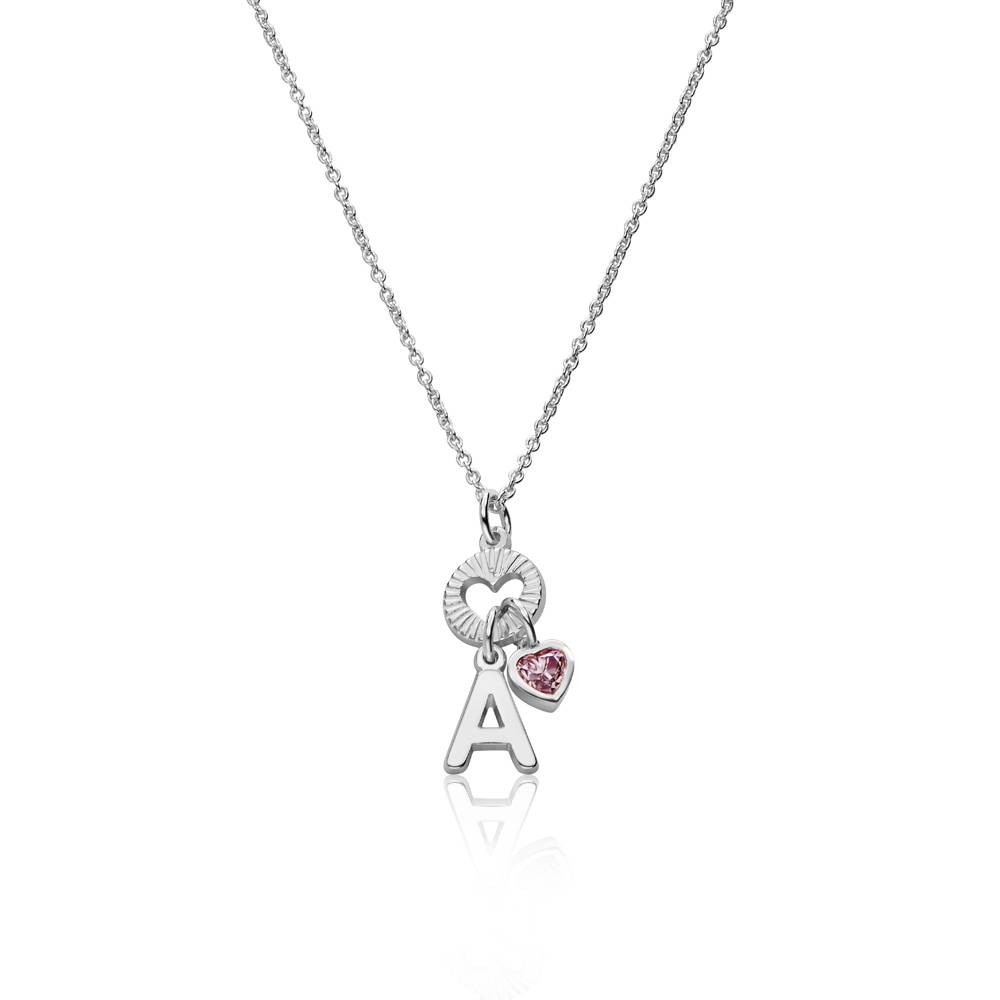 Noel Initial Halskette mit Edelstein-Herz - 925er Sterlingsilber-1 Noel Initial Halskette mit Edelstein-Herz - 925er Sterlingsilber-1 Produktfoto