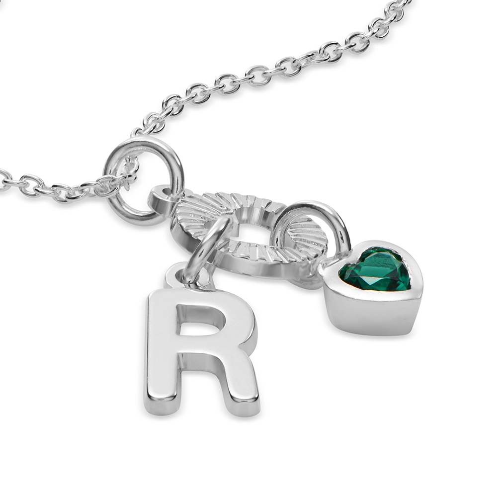 Noel Initial Halskette mit Edelstein-Herz - 925er Sterlingsilber-2 Noel Initial Halskette mit Edelstein-Herz - 925er Sterlingsilber-2 Produktfoto
