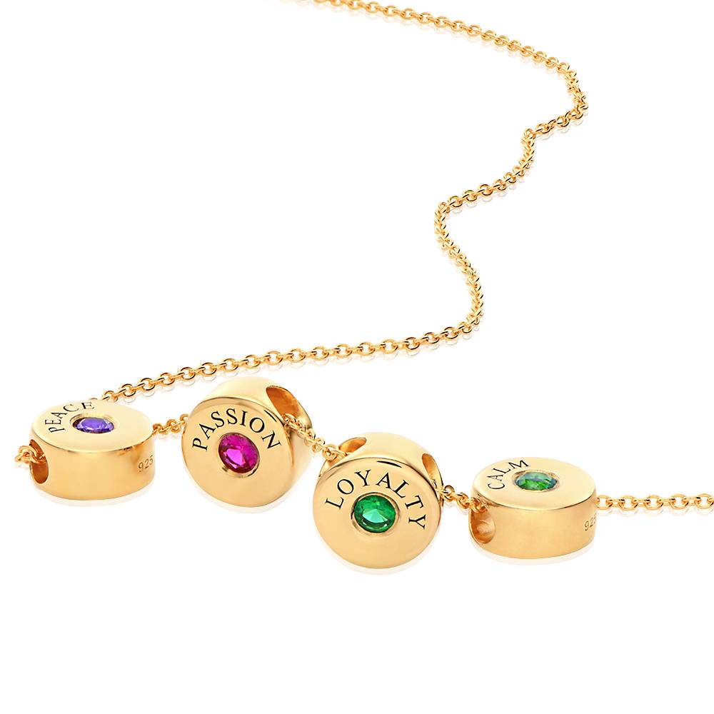 Nova Halskette mit Gravierten Geburtsstein-Beads - Gold-Vermeil-3 Produktfoto
